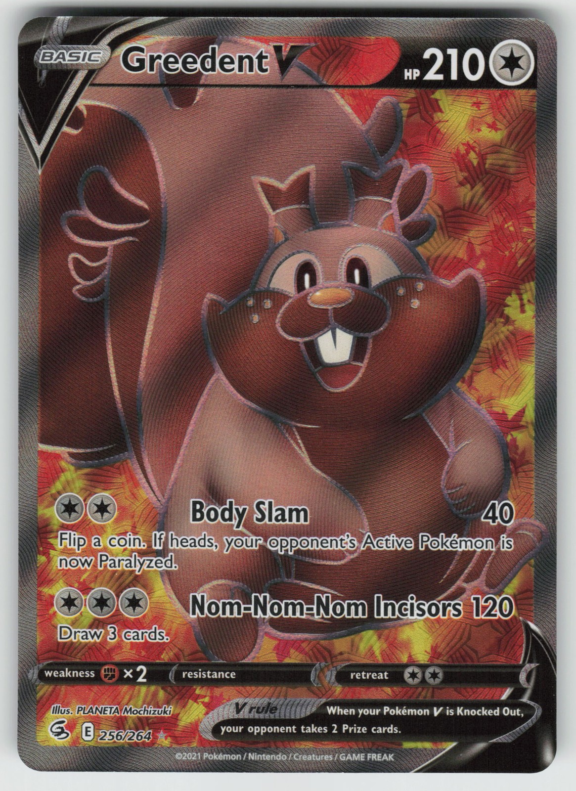 Greedent V (Full Art) Ultra Rare SWSH08: Fusion Strike 256/264 NM