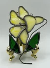 Vintage Daffodil Leaded Glass Sun Catcher Unmarked Tiffany Stained Glass (z610)