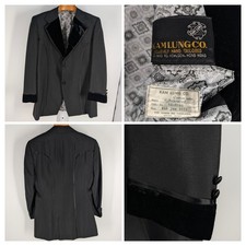 Vintage 1971 Bespoke Hong Kong Western Tuxedo Jacket Velvet Lapel Mod Rockabilly