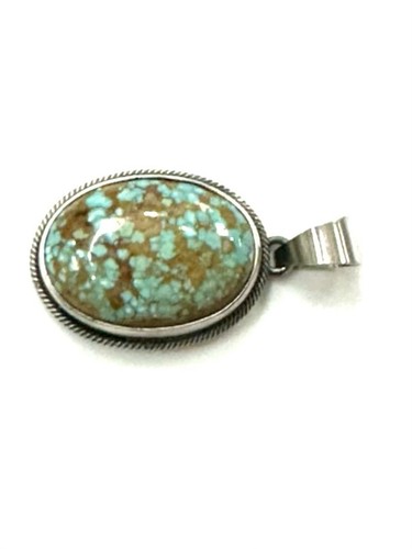 Navajo #8 Türkis Sterlingsilber alter Stil Handarbeit Anhänger von Scott Skeets - Bild 13 von 20