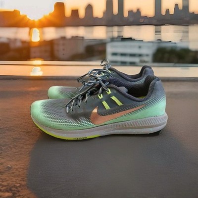  Nike Air Zoom Structure 20 H2O Shield Womens 8.5 Running Shoe GREEN Dynamic Fit