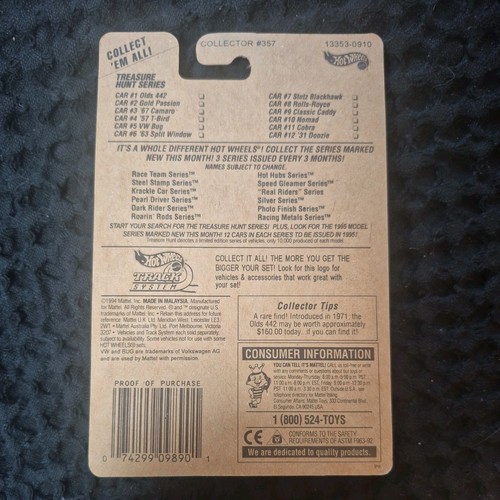 1995 Hot Wheels Treasure Hunt Series VW BUG #5,1 of 10,000 - Picture 2 of 6