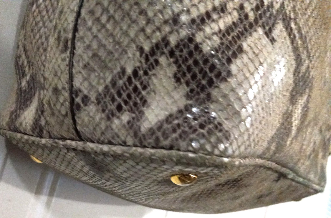 Michael Kors Beige Leather Python Print Shoulder … - image 9