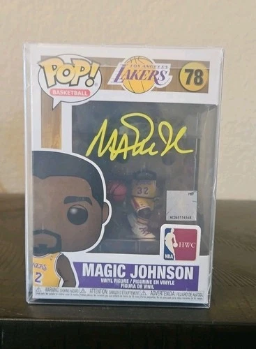 Lakers Magic Johnson Signed NBA HWC #78 Funko Pop Vinyl Figure w/ Yellow Sig BAS