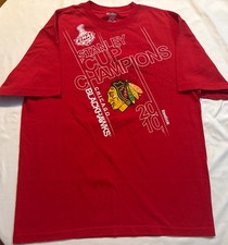 NHL 2010 Reebok Chicago Blackhawks Stanley Cup Champions T-Shirt Size L