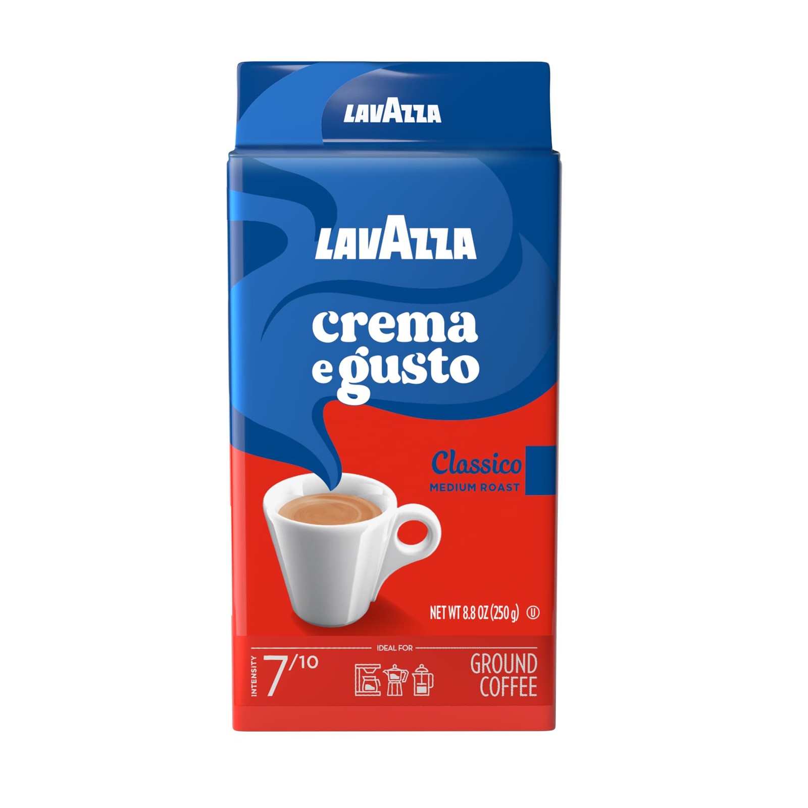 Lavazza Crema e Gusto Ground Coffee, Medium Roast, Arabica and Robusta Blend,...