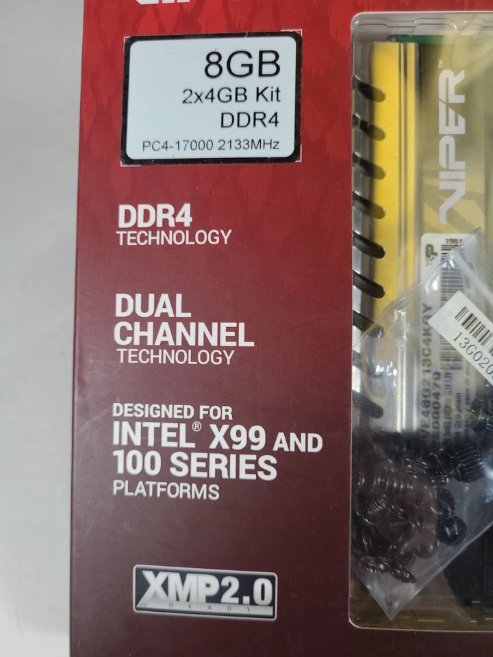 Patriot Viper 8GB (2x4GB) DDR4 PC4-17000 2133MHZ XMP2.0 NEW SEALED IN BOX - Image 2 of 4