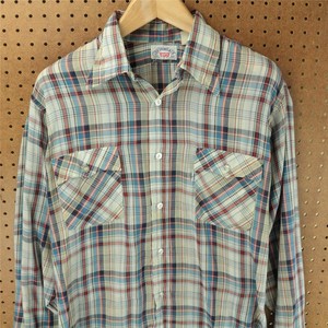 vtg-usa-made-70-039-s-80-039-s-LEVI-039-S-shirt-XL-plaid-lightweight-thin-western