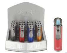 SCORCH TORCH 61593- AUTO OPEN TRIPLE FLAME -CIGAR PUNCH - CHO0SE COLOR!!