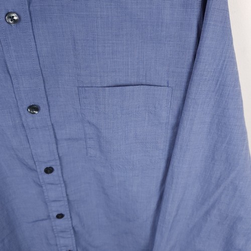 Vince Shirt Mens XL Extra Large Blue Button Down Cotton Long Sleeve Pocket - Picture 9 of 11