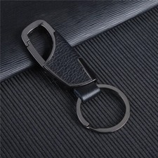 1X Luxury PU Leather Men Keychain DIY Keyring Holder Car Key Fobs Jewelry Gift