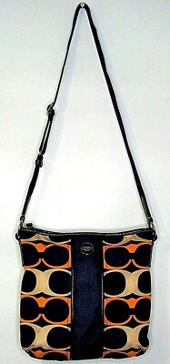 Coach Signature Linear Monogram Yellow Navy Handbag E1320 -F23920