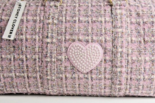 NEW STONEY CLOVER LANE Fantasy LUREX Tweed Boucle Duffle Bag Party Pink PATCH - Picture 8 of 24