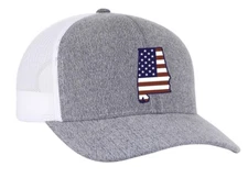 Heritage Pride Grey Heather and White American Flag Embroidered State Pride