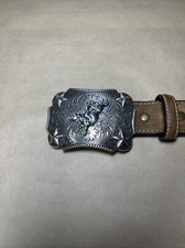 Western Rodeo Cowboy Bull Rider Stars Flower Swirl Ornate Nocona Belt Buckle