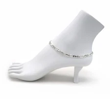 5mm Italan Figaro Link Chain Anklet 10" Ankle Bracelet 925 Silver Plated