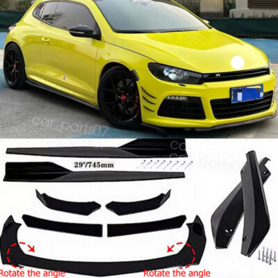 Front Rear Bumper Lip Spoiler Splitter For VW Scirocco R-Line Glossy Black