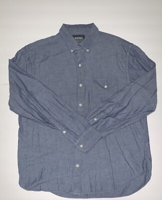 Bonobos Blue Long Sleeve Polo Shirt Cotton Large Button Down Dress Shirt 