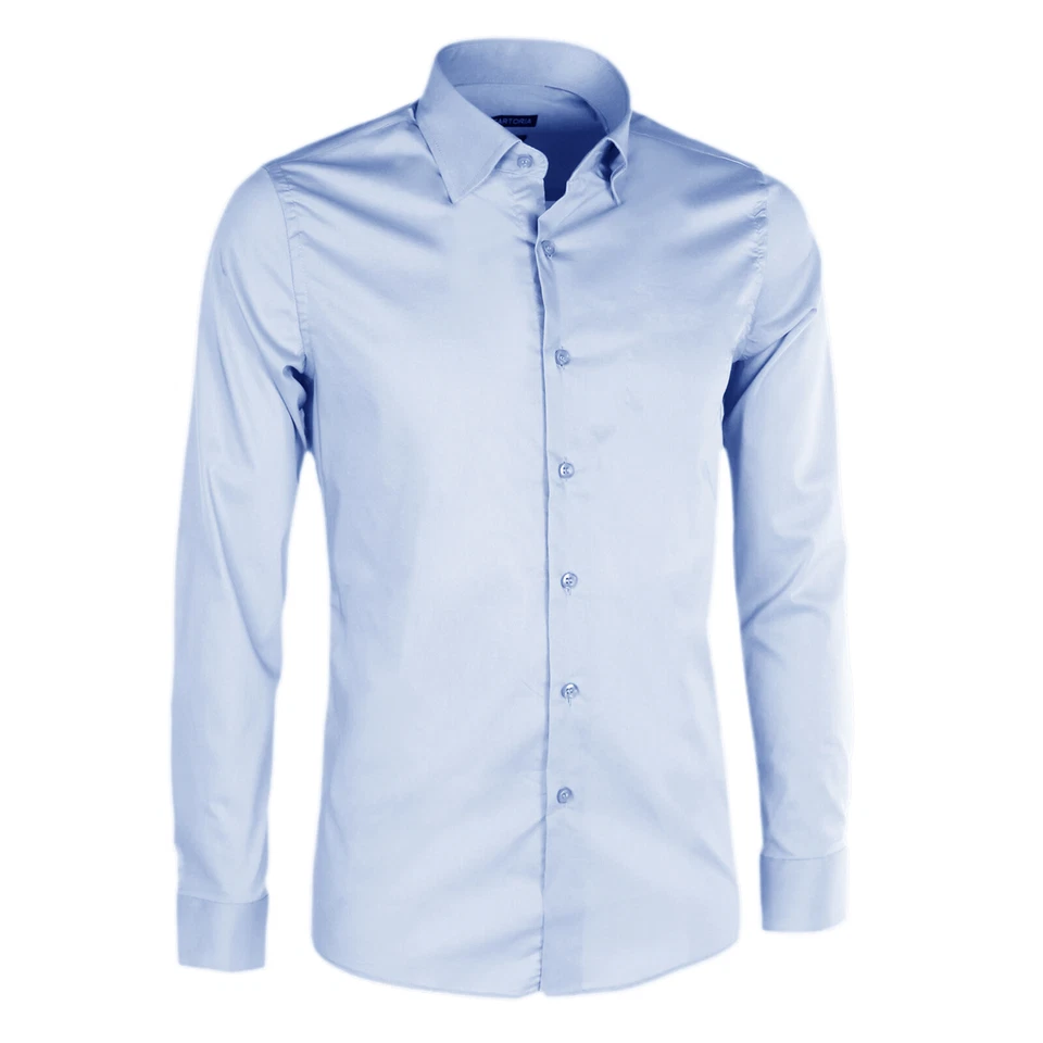 Camicia Uomo Sartoriale Manica Lunga Classica Elegante Camicie Cotone Slim VEQUE - Immagine 4 di 4