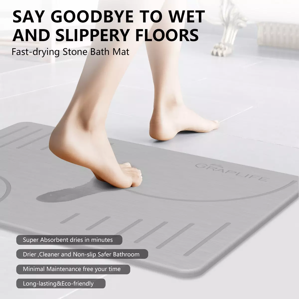 Stone Pattern Soft Bath Mat Diatomaceous Earth Shower Mat Non-Slip Super  Absorbent Quick Drying Eco-Friendly Bathroom Rug Mats