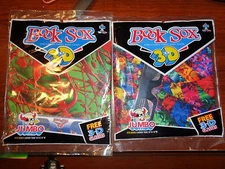 Lot of 2 Jumbo 3D Book Sox Stretchable Fabric Book Covers With Glasses Sealed