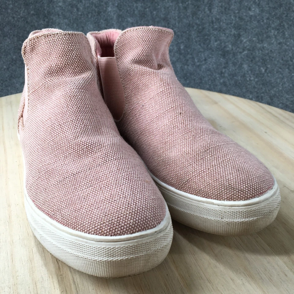 Botas Soda para mujer 8 sin cordones planas cómodas punta redonda tobillo rosa lona informales Foto 3 de 4