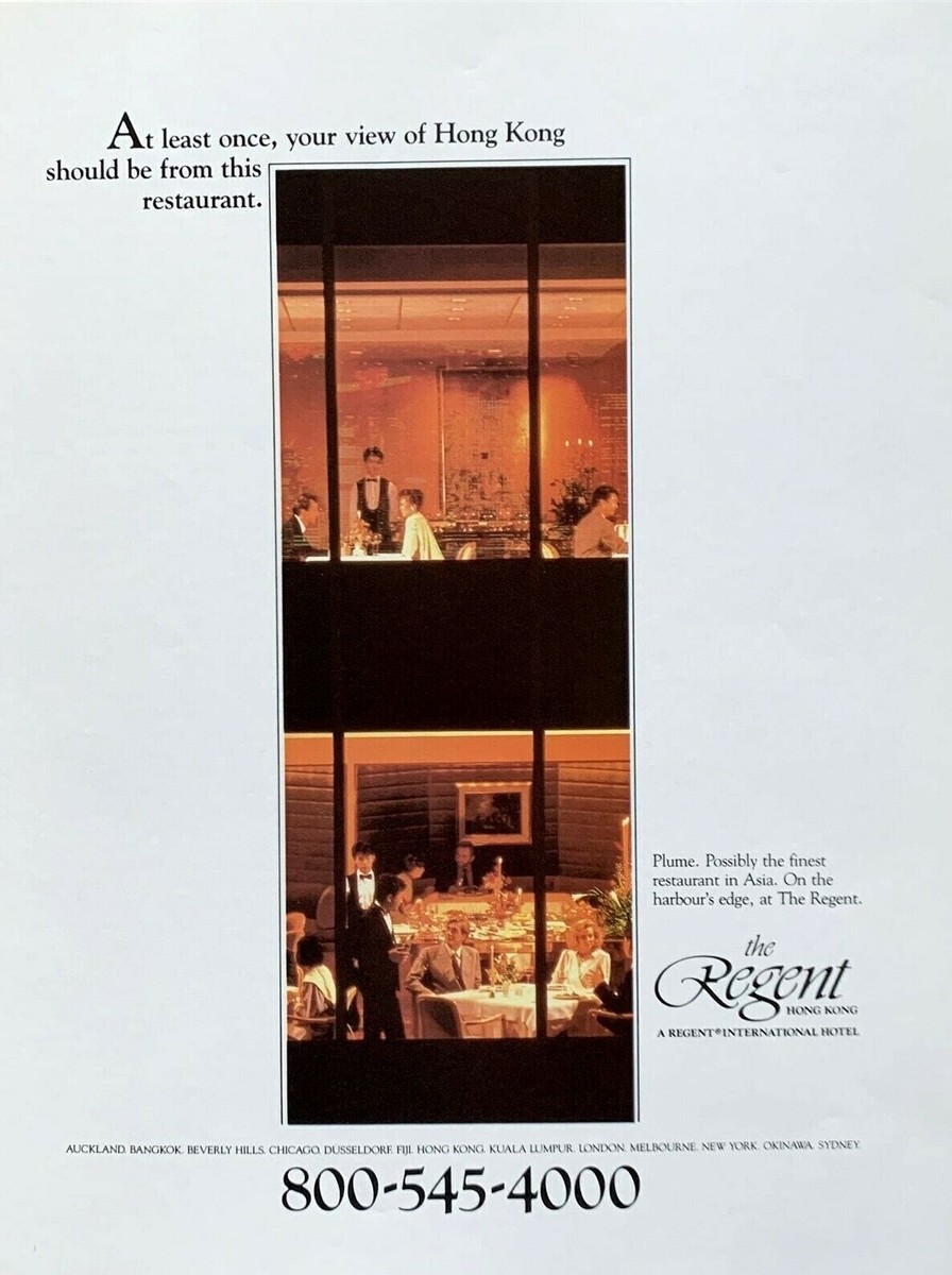 1986 THE REGENT Hotel Hong Kong The Plume Restaurant at the