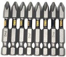 PH2 2 inch DEWALT TOUGH GRIP 8 Pc Bit Set Phillips IMPACT READY 1/4 in Hex Shank