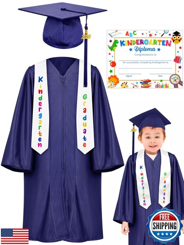 QZYL Kindergarten Graduation Cap and Gown Set, 2025 Kids Graduation Outfit wi