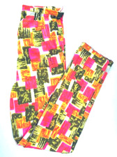 Vintage Wild 60s hot pink geometric pattern skinny lined polyester pants size 10
