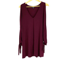 Lulus Dress Size Medium Womens Maroon Red Glory Of Love Shift Tie Long Sleeve