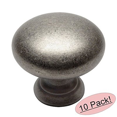 *10 Pack* Cosmas Cabinet Hardware Antique Silver Round Cabinet Knobs #4950AS