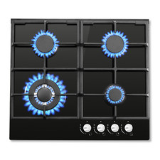 60CM Table de cuisson à gaz en verre encastrable Cuisinière à gaz 4 feux inox