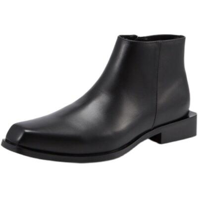【関税込み】 Chelsea ankle boots Mens Business Dress Formal Leather Chelsea Side Zip Ankle