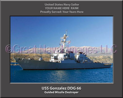 USS Gonzalez DDG 66 Personalized Canvas Ship Photo Print Navy Veteran Gift