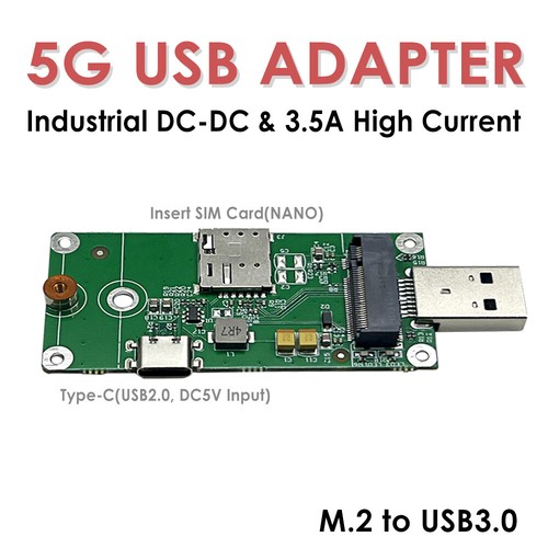 5G LTE USB Adapter M.2 to USB3.0 Dongle Supports DC5V Input by Type-C(USB2.0) - Afbeelding 4 van 6