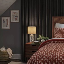 Threshold Solid Black Velvet Blackout Single Curtain Panel 50" x 84" NWOT