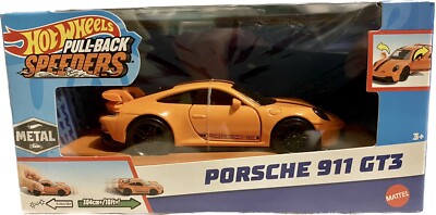 Hot Wheels Pull-back Speeders Porsche 911 GT3 Orange open door