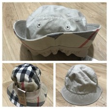 Burberry London Bucket Hat Kids Nova Check girl boy cotton Beige unisex Sz 46 18