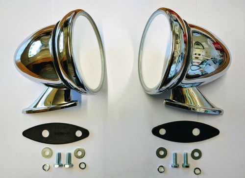 Bullet Racing Chrome Mirrors (all metal) for MGA MGB Triumph Healey Cobra