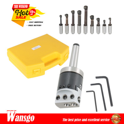 2''Boring Head (7/8-20) With MT2 Shank and 9Pcs 1/2'' Shank Boring Bar Sets