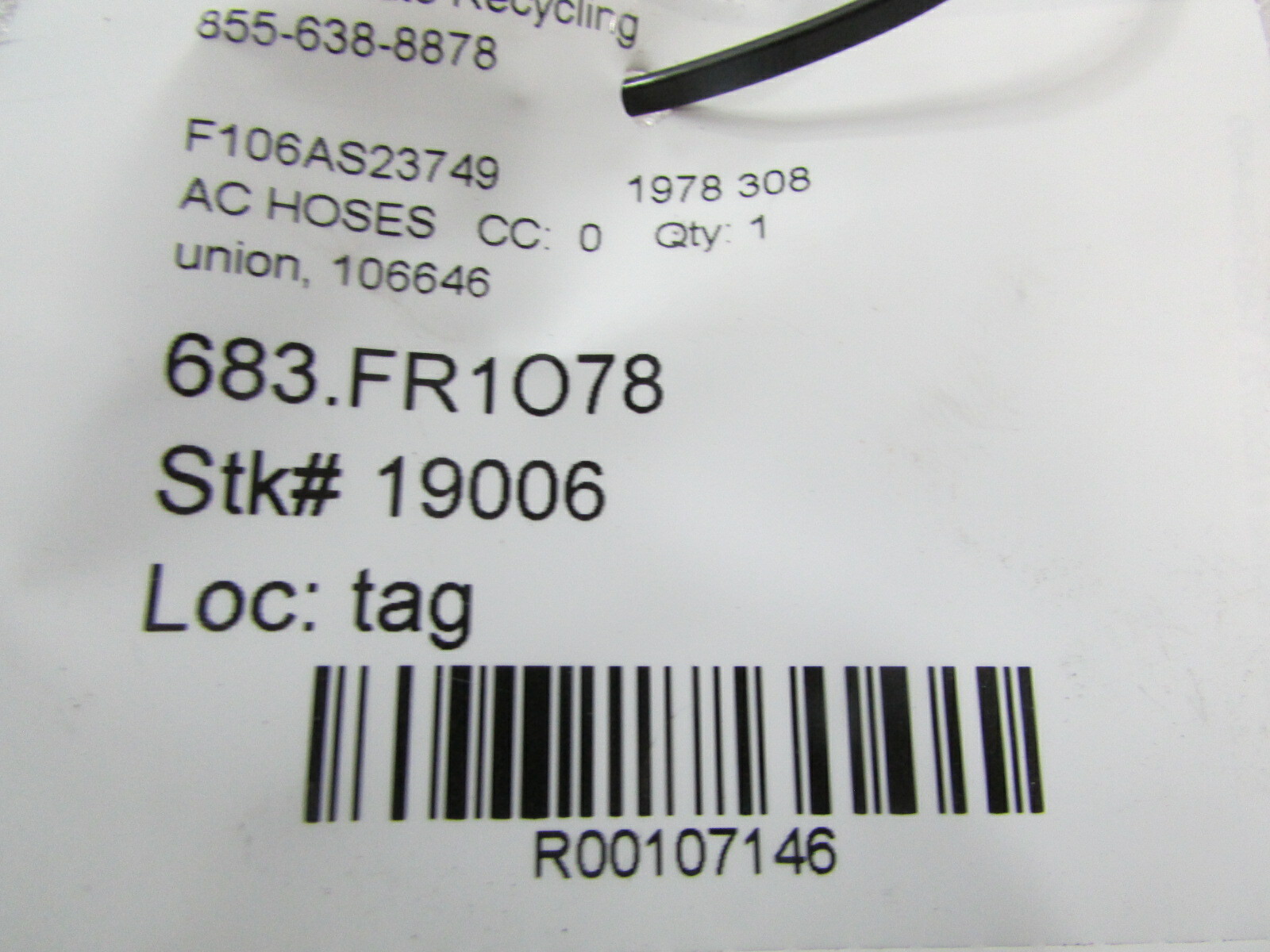 Ferrari 308, AC Hose Union, Used, P/N 106646