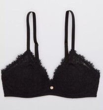 Aerie Black Real Power Wireless Push Up Eyelash Lace Convertible Bra