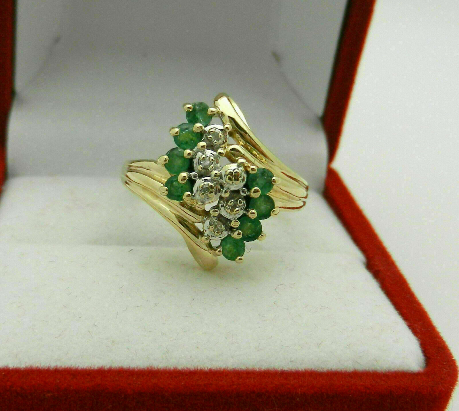 1.Ct Simulated Diamond Cluster Engagement Ring 14K Yellow Gold Plated Silver