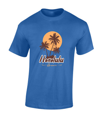 HONOLULU HAWAII BEACH HERREN T-SHIRT COOL SOMMER FREIZEIT STRAND URLAUB TOP NEU