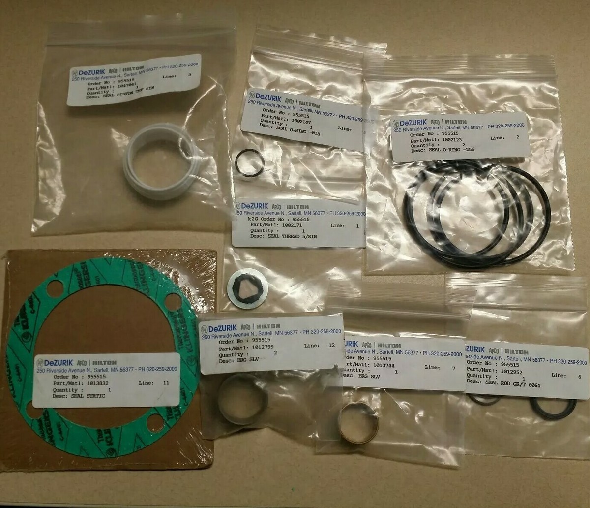 DeZurik Repair Kit Seal bearing sleeve, o-ring 1013832,1047041 