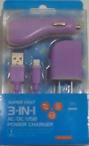 Reiko 3-In-1 Charger / Data Cable Micro USB For iPhone 5 – 8 Color Purple