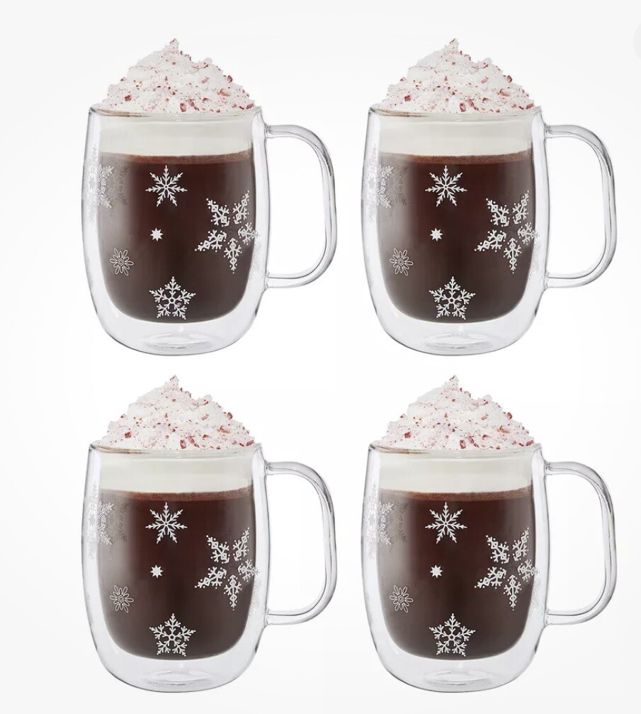 zwilling-sorrento-plus-4-pc-holiday-edition-double-wall-glass-mug-nib