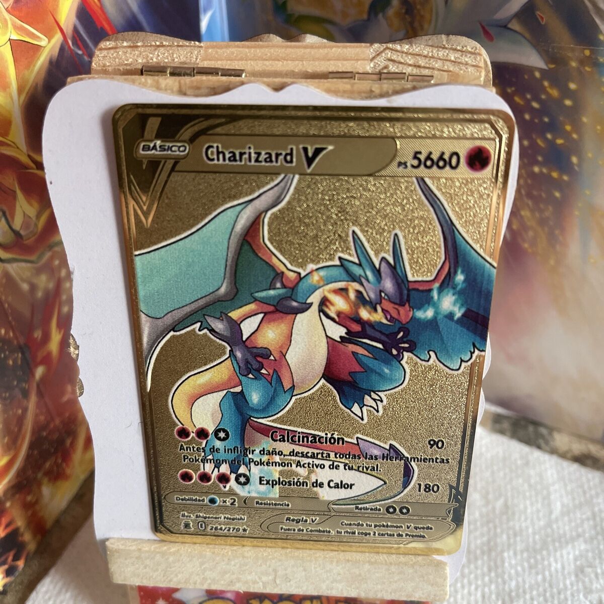 Cartas Español Spanish Metal Cards Vmax Charizard Pikachu Gold