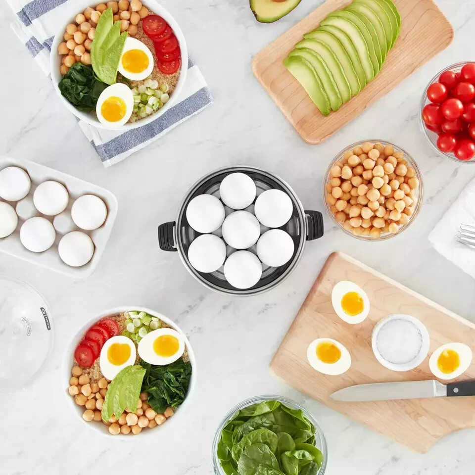 7-Egg Dash Rapid Electric Cooker for Hard Boiled Poached Scrambled Eggs in Black